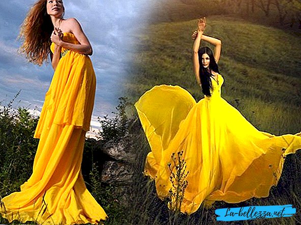 How to choose a yellow dress and what to wear with it: photo
