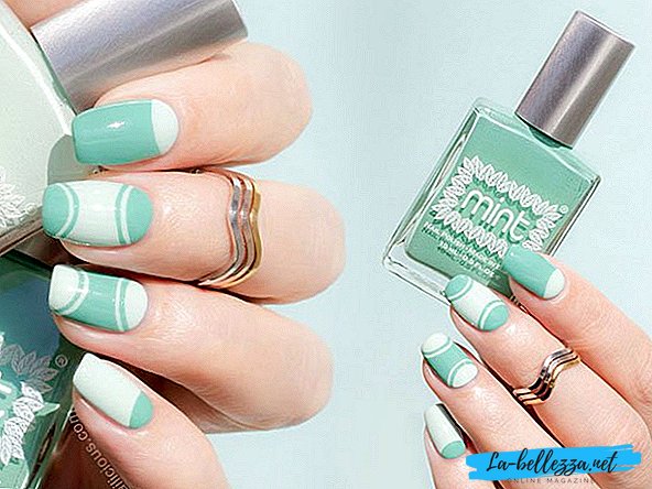 Fashionable manicure in mint tones
