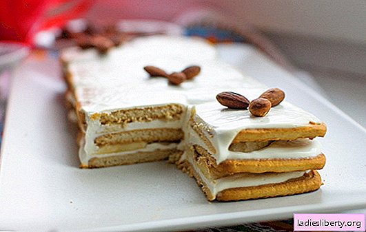Cake without baking cookies and sour cream in 15 minutes! Recipes of cakes without baking cookies and sour cream with chocolate, bananas, nuts