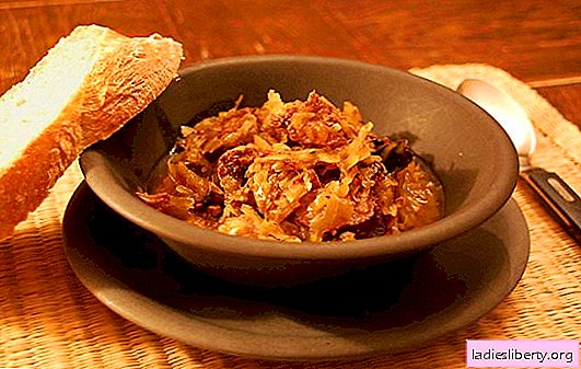 एक धीमी कुकर में बिगस - राष्ट्र का एक व्यंजन! एक धीमी कुकर में विभिन्न बीगस के व्यंजन: गोभी, आलू, मांस, चिकन के साथ