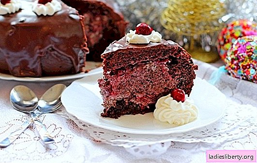Sponge cake with cherries, chocolate, sour cream, mascarpone, apples. Recipes air biscuit with cherries in the oven and slow cooker