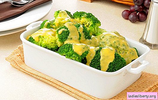 Broccoli i en cremet sauce med muskatnød, ost, svampe. Kogt og bagt broccoli-opskrifter i en cremet sauce