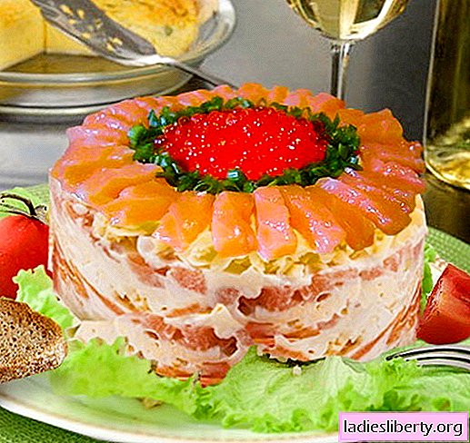Royal salad with salmon - the right recipes. Quickly and tasty cook Royal salad with salmon.
