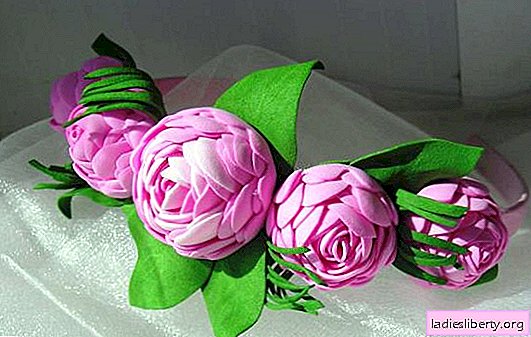 Do-it-mình hoa từ foamiran: một hoa huệ tinh tế cho tóc. Hoa cúc mùa xuân trong một bó hoa cô dâu và một bông hồng hoàng gia từ foamiran
