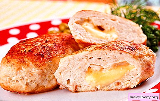 Dos sabores en un plato: albóndigas de pollo con queso. Restauradores exclusivos: chuletas de pollo ruddy con queso