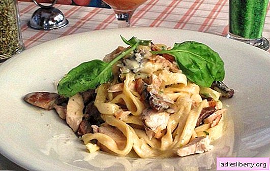 Fettuccine with chicken - recipes and subtleties of cooking. Cooking fettuccine with chicken in a creamy sauce, with mushrooms, cheese, vegetables