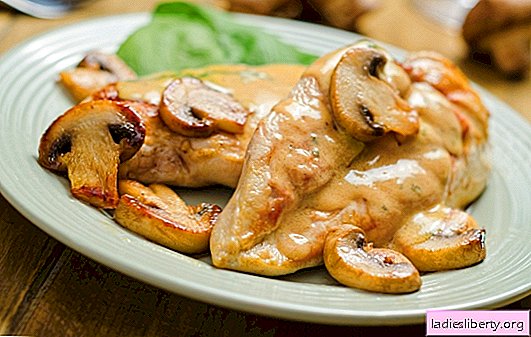 Pechuga con champiñones: una combinación clásica. Recetas de pechuga de pollo con champiñones y ... crema agria, piña, queso, masa