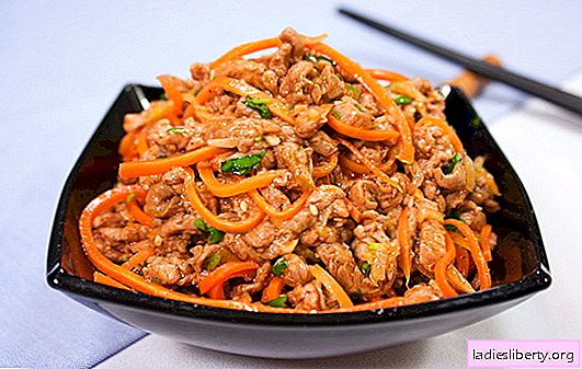 Heh meat - 한국인 만이 좋아하는 것은 아닙니다! 고기와 오이, 당근, 양배추, 가지, 감자와 함께 전채 요리를위한 최상의 옵션