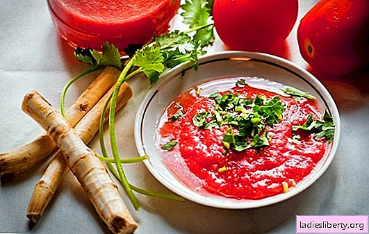 Piparjuuri tomaattien ja valkosipulin kanssa - herkullinen paska! Kuinka valmistaa tomaatin ja valkosipulin maustettua piparjuuriä eri tavoin