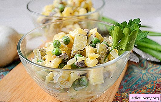Potato salad with mushrooms is a complete dish for a summer lunch or dinner. Step-by-step photo recipe for potato salad with champignons