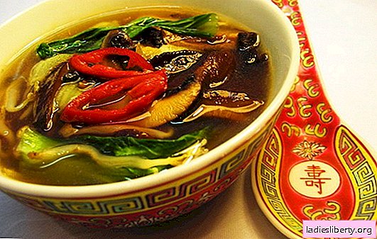 Chinese soup - on the way to Eastern wisdom. Recipes of Chinese noodle soup with rice, seafood, tomatoes, funchoza and fish