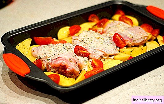 Chicken thighs with potatoes in the oven - the best recipes. Chicken thigh recipes with potatoes in the oven: in foil, sleeve