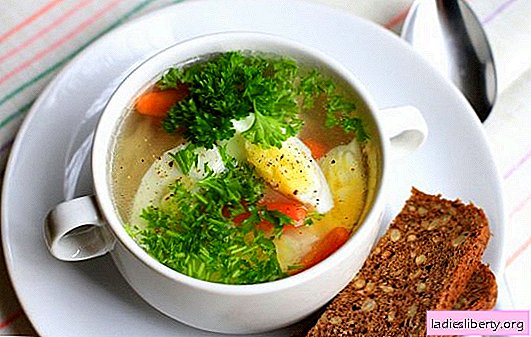 Sup ayam dengan telur - hidangan untuk suasana hati dan kesehatan! Resep berbeda untuk sup ayam dengan telur dan sayuran, jamur, sereal