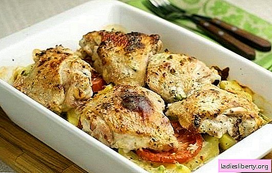 Φαγητό κοτόπουλο με πατάτες είναι δύσκολο να χαλάσει. Συνταγές κοτόπουλου με πατάτες στο φούρνο με ξινή κρέμα, adjika, κλπ.