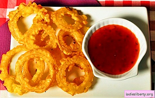 Onion rings with cheese - surprise and feed! Onion rings with cheese in batter, breadcrumbs, with minced meat