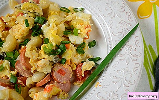 계란, 소시지 및 버섯 파스타 : 아침 또는 저녁 식사 문제에 대한 빠른 해결책. 사진 레시피 : 버섯과 소시지로 파스타 요리하기