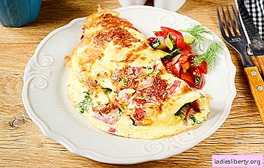 Omelete com queijo e salsicha: nunca pode ser mais fácil! Receita de foto do autor passo a passo para omelete com queijo e salsicha - qual é o segredo do esplendor de omelete?