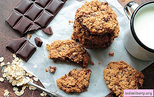 चॉकलेट के साथ दलिया कुकीज़ - जल्दी पकाना। ओटमील और आटा चॉकलेट के साथ ढीले दलिया कुकीज़ व्यंजनों