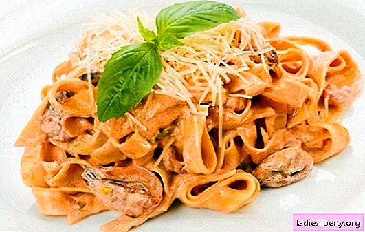 Pasta makanan laut dalam saus berkrim - rasa halus di Itali! Resipi pasta makanan laut yang terbukti dalam saus berkrim