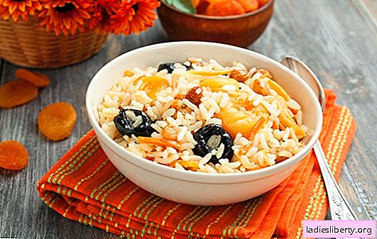Pilaf with prunes is an oriental treat. Options for pilaf with prunes and dried apricots, pilaf with prunes, dried apricots and raisins
