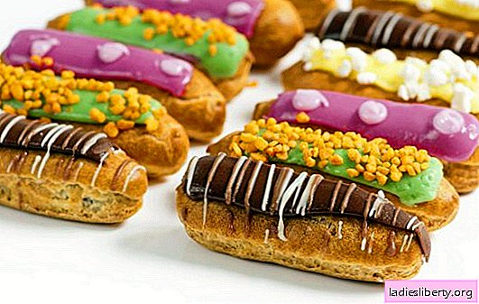 Eclairs step by step recipes, technology. One custard dough recipe for dessert and dessert in step-by-step eclairs recipes