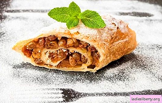 Step-by-step recipes for strudel puff pastry - a quick option. Sweet and snack puff pastry strudel