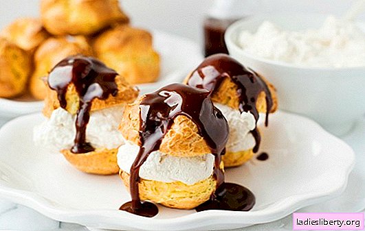 Custard profiteroles - step by step recipes, a detailed description. All the subtleties of making profiteroles with custard