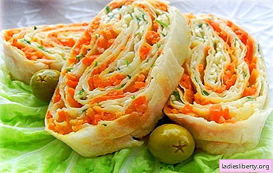 Lavash roll with Korean carrots - simple, tasty, healthy. Variants of filling for rolls of pita with Korean carrots