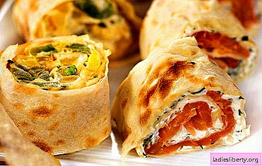 O rolo Lavash com diferentes recheios é uma alternativa aos canapés e sanduíches. Receitas Lavash com diferentes recheios para todos os gostos