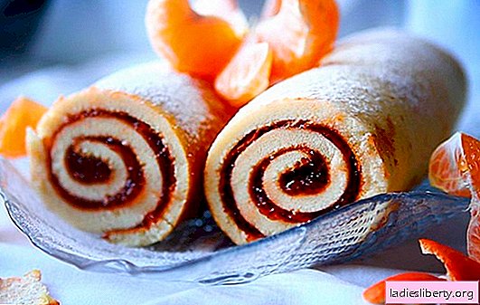 Jam roll - simple, neat, beautiful! Recipes for biscuit, sand, yeast rolls with jam