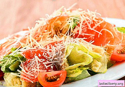 Caesar salad with salmon - the right recipes. Quickly and tasty cooking Caesar salad with salmon.