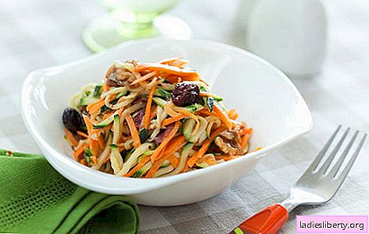 Morkų salotos su graikiniu riešutu yra ryškus ir sveikas gydymas. 10 geriausių salotų su morkomis ir graikiniais riešutais receptų