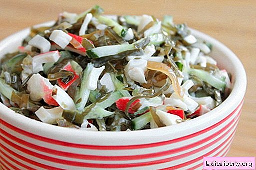 Salade d'algues à l'oeuf - les cinq meilleures recettes. Cuisine délicieuse salade avec le chou marin et l'oeuf.