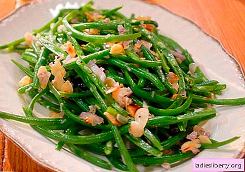 Green Bean Salad - ห้าสูตรที่ดีที่สุด วิธีการสลัดที่ปรุงสุกอย่างถูกต้องและอร่อยจากถั่วเขียว