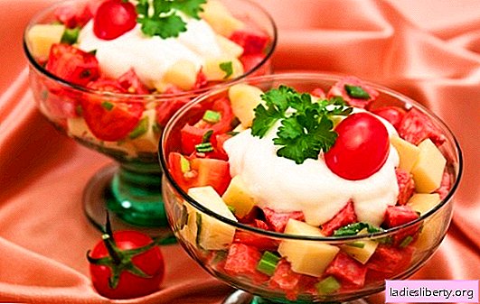 Salad with sausage and cheese: quick recipes. A variety of components and features of cooking salads with sausage and cheese