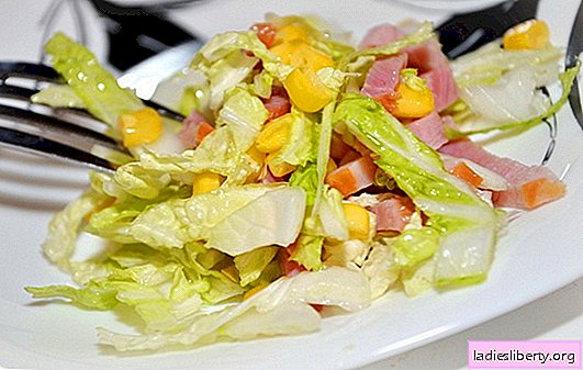 Salad with Beijing cabbage and ham - a light meal. Salads recipes with Beijing cabbage and ham: simple and puff