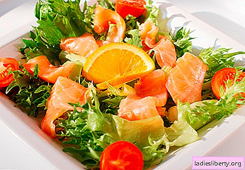 Ensalada con salmón salado: las recetas correctas. Ensalada cocida rápida y sabrosa con salmón ligeramente salado.