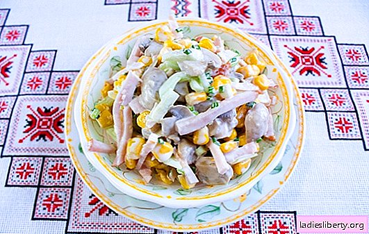 Salad with champignons and ham - classic festive tables. Recipes for champignons and ham salads: light and nutritious