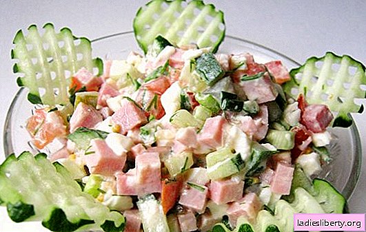 Ensalada de jamón y pepino: recetas variadas, rápidas y sabrosas. Nuevas ideas para ensaladas ligeras con jamón y pepinos.