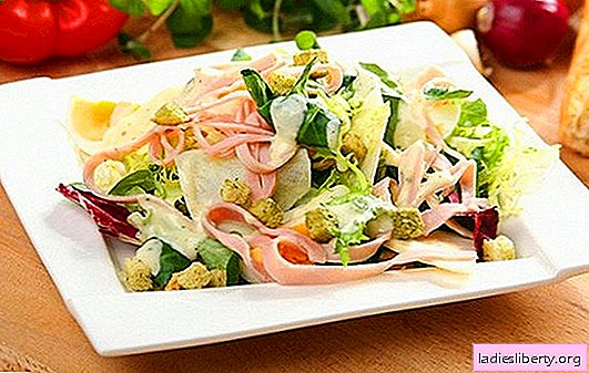 Salad with ham and cheese - appetizer, side dish or a separate dish? Rules for making, filling and serving salads with ham and cheese