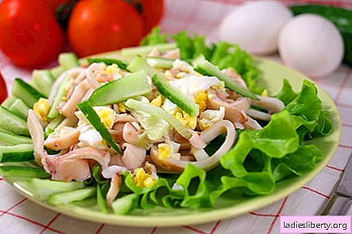 Squid salads - the best recipes. How to properly and tasty to cook squid salads.