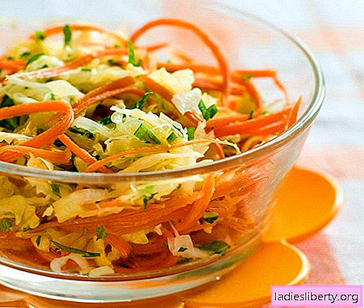Ensaladas de zanahorias frescas y repollo: cinco mejores recetas. Cocinar ensaladas de zanahorias frescas y repollo.