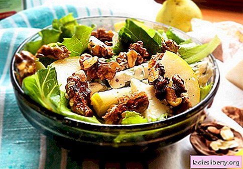 Saladas de Pêra - as cinco melhores receitas. Como preparar corretamente e deliciosamente saladas com pêra.