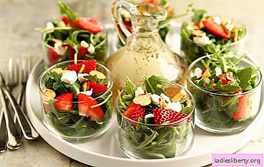 Ensaladas con fresas, frutas, verduras, queso, nueces, champiñones. ¿Cómo cocinar ensaladas saludables y deliciosas con fresas?