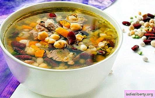 The most delicious bean soups are on vegetable and meat broth. Table decoration and kids favorite food - bean soup