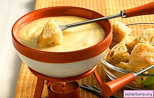 La fondue au fromage est un plat extraordinaire! Cuisson d'une fondue au fromage aromatique avec du vin, du champagne, des herbes, du gin et du poulet