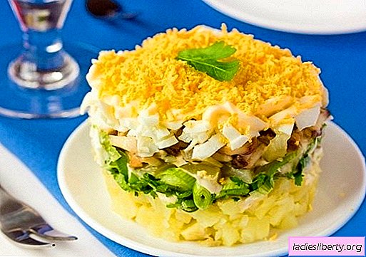 Schichtsalat mit Pilzen - eine Auswahl der besten Rezepte. So kochen Sie richtig und lecker Schichtsalat mit Champignons.
