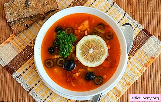 Sosisli "Solyanka" Çorbası - lezzetli bir akşam yemeği için! Sosis ve zeytin, mantar, lahana ile farklı çorba "Solyanka" Tarifler