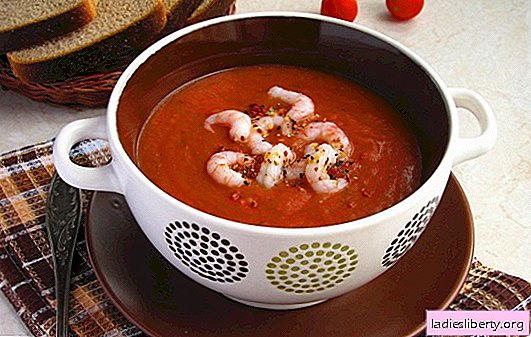 La sopa de camarones con tomate es un manjar fragante. Las mejores recetas de sopa de tomate con camarones y otros mariscos.