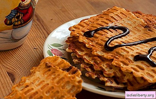 Thin waffles - crispy goodies! Recipes of different thin wafers in butter, milk, sour cream, kefir, with honey and a lean version